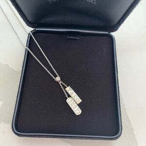 Tiffany & Co. 1837 Double Bar Pendant Necklace with Diamond in 18k White Gold